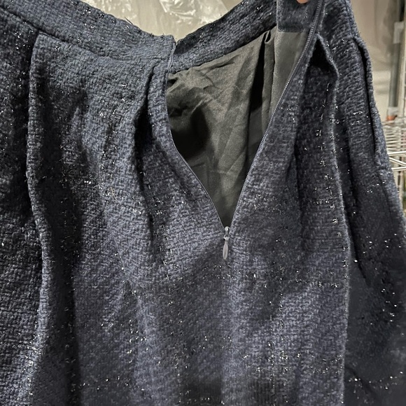 new Metallic Plaid Jacquard winter heavy Skirt Banana Republic navy 2 4 6 8 12 - Picture 6 of 7